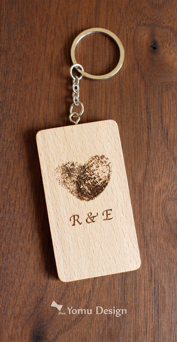 幸福優木-木作設計館-情人節送禮商品-指紋客製雷雕鑰匙圈配件po
