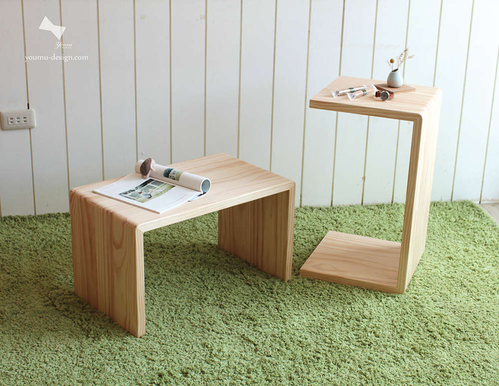 幸福優木-木作設計館-Yomu-Design-ㄇ型桌邊几-原木傢俱訂製