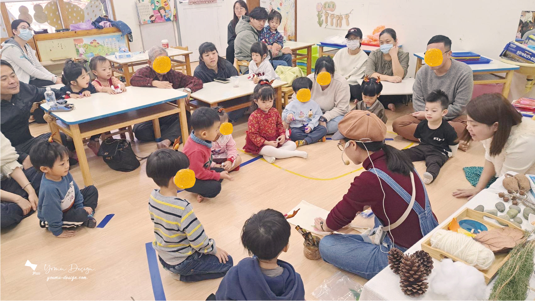 幸福優木-親職講座-藝術創作-兒童藝術-美感-葉子拓印--兒童繪畫發展-新化維妮幼兒園-維妮幼兒園-優木老師-親子DIY-台南新化-聖誕活動-台南活動