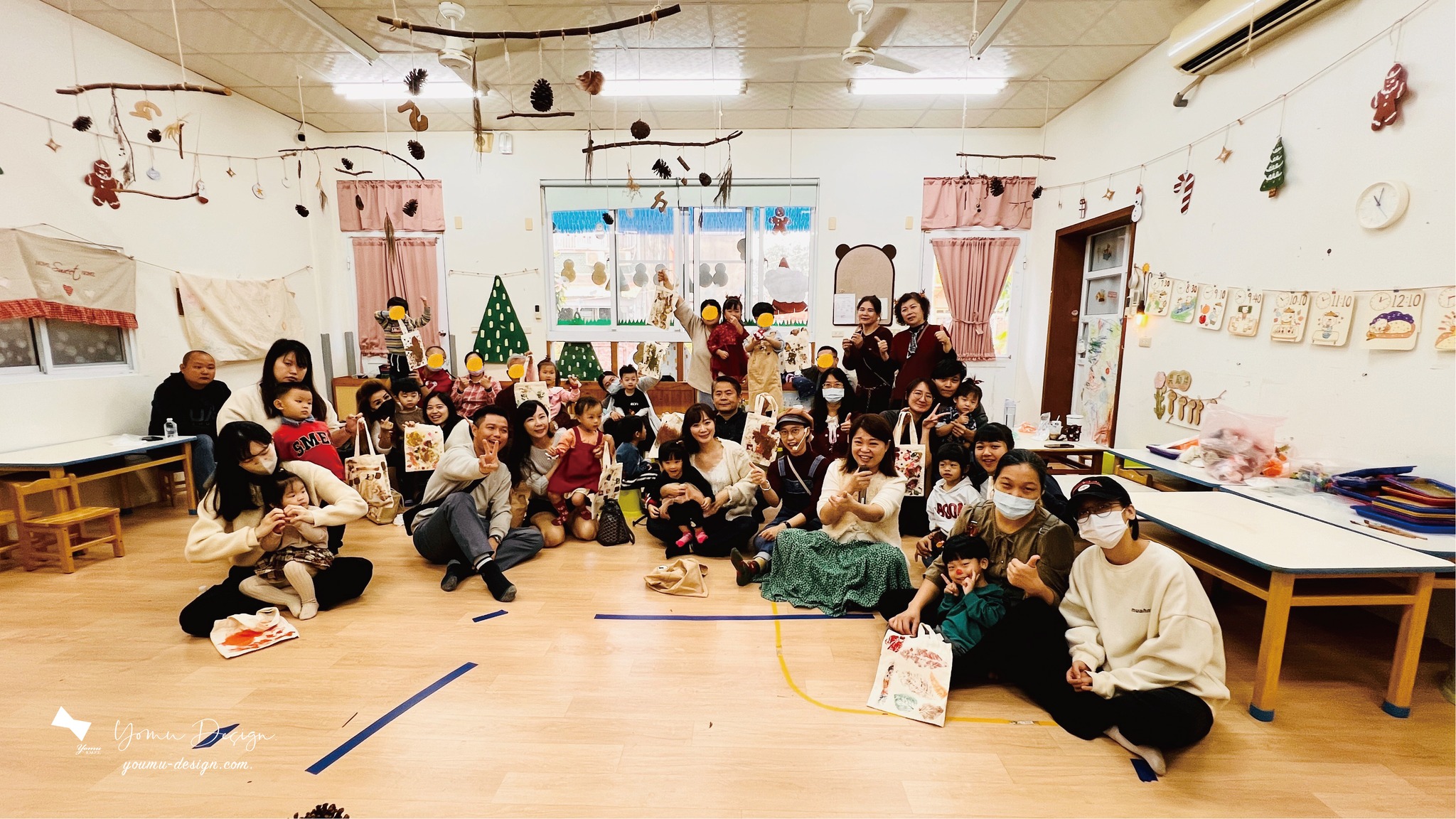 幸福優木-親職講座-藝術創作-兒童藝術-美感-葉子拓印--兒童繪畫發展-新化維妮幼兒園-維妮幼兒園-優木老師-親子DIY-台南新化-聖誕活動-台南活動