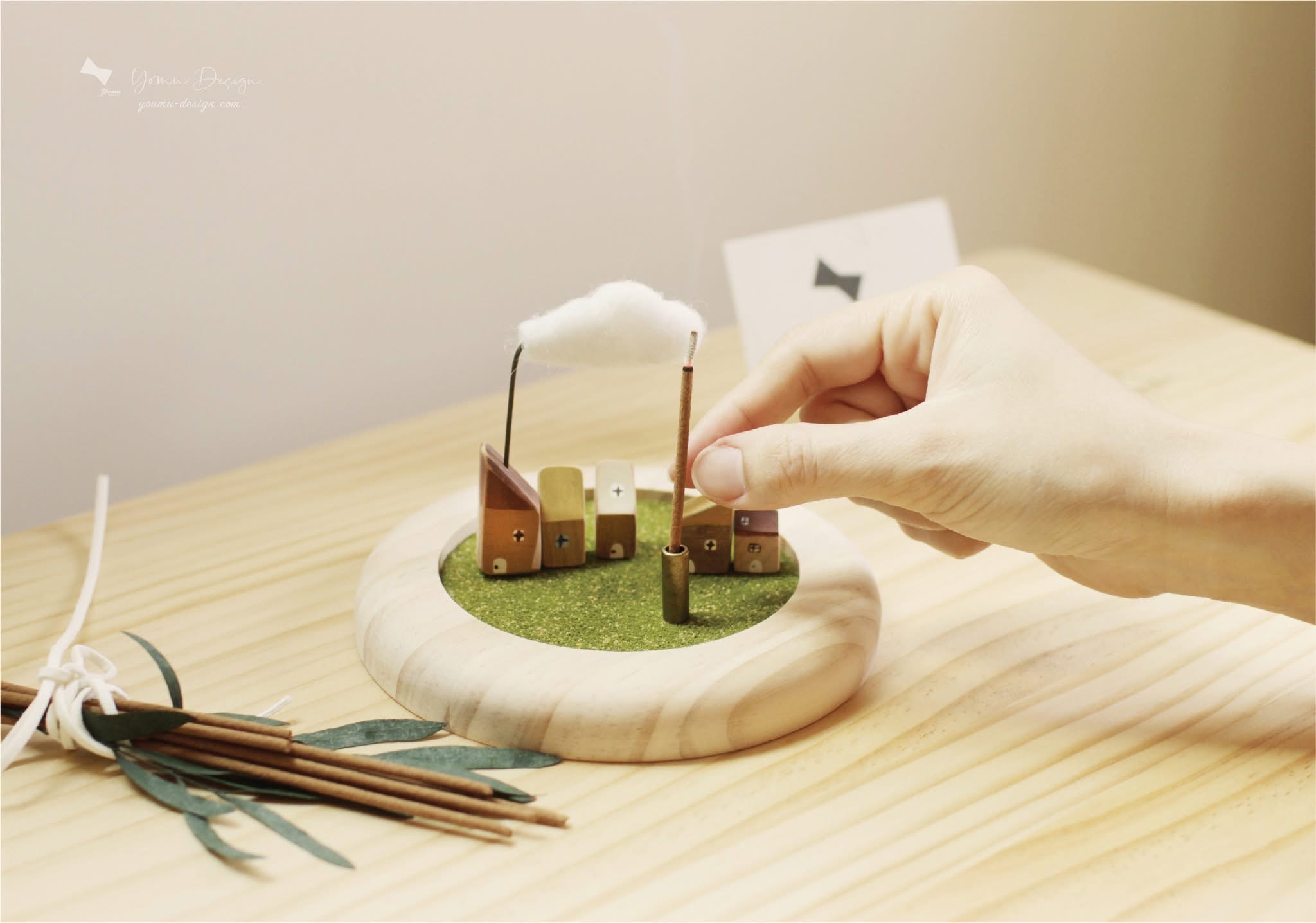 幸福優木-木作設計館-Yomu Design-優木設計-優木-優木老師-台南木作-台南木工-木作體驗-木作課程-木作DIY-親子體驗-親子diy-手作-小房子-線香座-薰香-療癒-手繪-小房子-七田皿-小皿-線香-原木-木質-質感