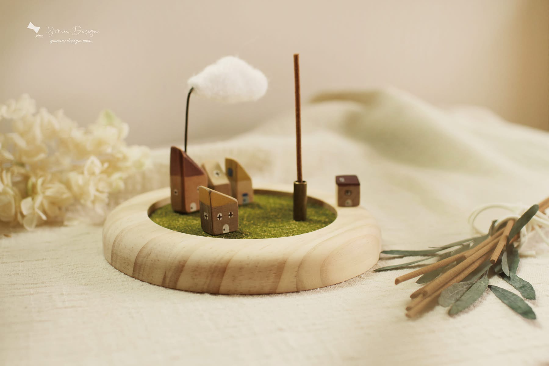 幸福優木-木作設計館-Yomu Design-優木設計-優木-優木老師-台南木作-台南木工-木作體驗-木作課程-木作DIY-親子體驗-親子diy-手作-小房子-線香座-薰香-療癒-手繪-小房子-七田皿-小皿-線香-原木-木質-質感