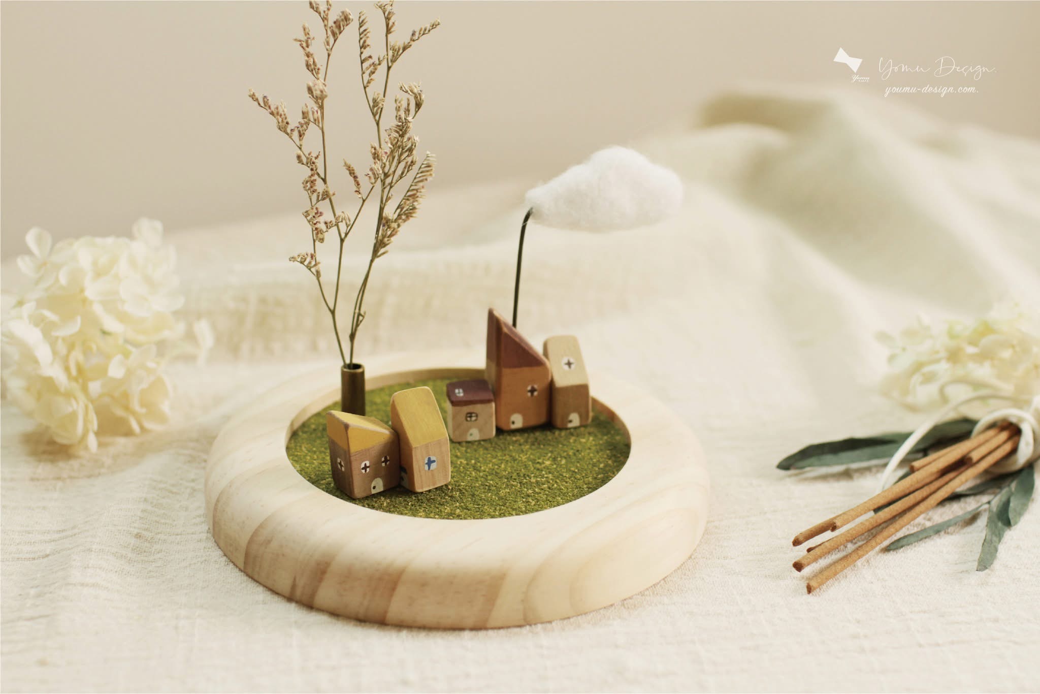 幸福優木-木作設計館-Yomu Design-優木設計-優木-優木老師-台南木作-台南木工-木作體驗-木作課程-木作DIY-親子體驗-親子diy-手作-小房子-線香座-薰香-療癒-手繪-小房子-七田皿-小皿-線香-原木-木質-質感