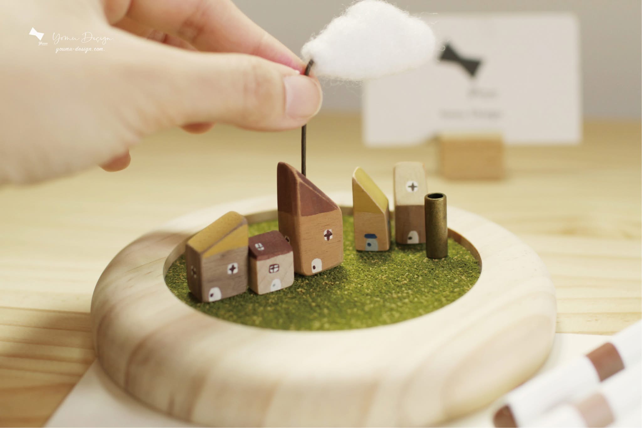 幸福優木-木作設計館-Yomu Design-優木設計-優木-優木老師-台南木作-台南木工-木作體驗-木作課程-木作DIY-親子體驗-親子diy-手作-小房子-線香座-薰香-療癒-手繪-小房子-七田皿-小皿-線香-原木-木質-質感